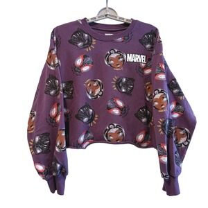MARVEL ARTIST SERIES Cropped  Pullover Black Panther Womens 2X